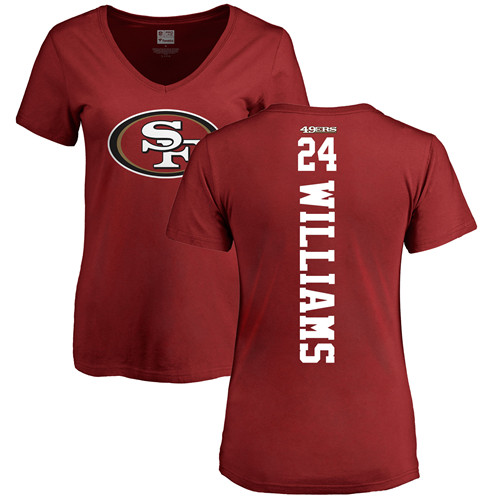 San Francisco 49ers Red Women K Waun Williams Backer #24 NFL T Shirt->nfl t-shirts->Sports Accessory